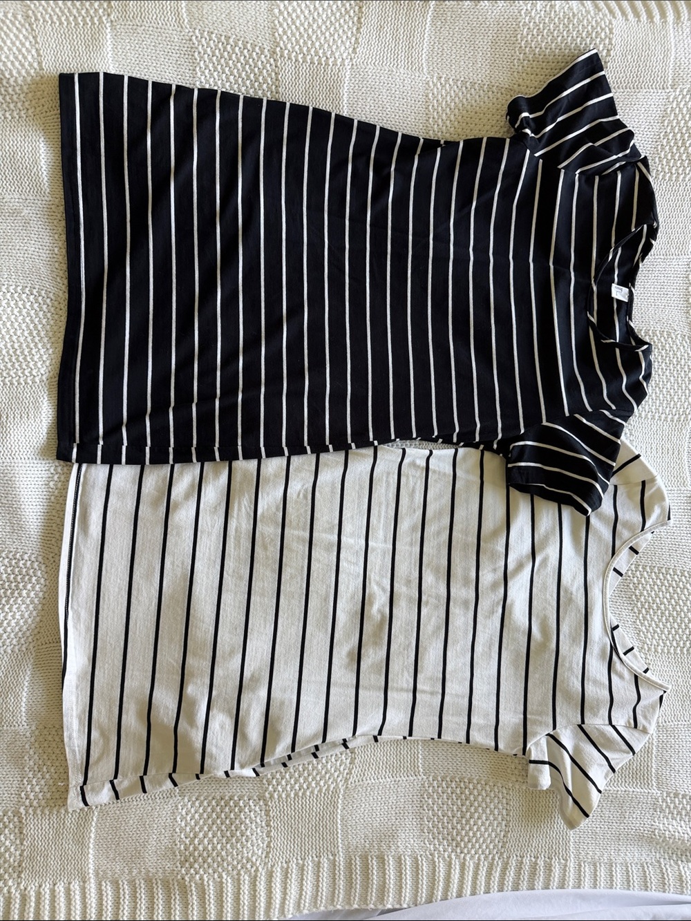 Striped Knit Tee Dress Duo - Black & White